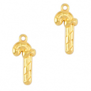 Breloques en m&eacute;tal DQ canne sucre d'orge Dor&eacute; (sans nickel)