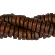 Perles en c&eacute;ramique DQ grecque 6mm disque Marron route rocailleuse