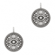 Breloques en m&eacute;tal DQ oeil 15mm Argent&eacute; antique (sans nickel)