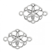 Breloques en métal DQ connecteur fleur Argenté antique (sans nickel)