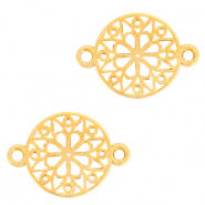 Breloques en métal DQ connecteur fleur rond 15mm Doré (sans nickel)
