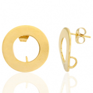 Boucles d'oreilles puces en acier Inox 18mm avec anneau Doré