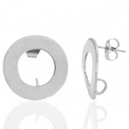 Boucles d'oreilles puces en acier Inox 18mm avec anneau Argenté