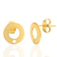 Boucles d'oreilles puces en acier Inox 10mm avec anneau Doré