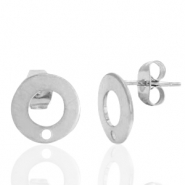 Boucles d'oreilles puces en acier Inox 10mm avec anneau Argenté
