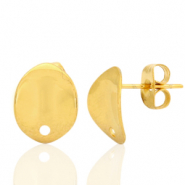Boucles d'oreilles puces en acier Inox ovale avec anneau Doré