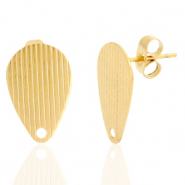 Boucles d'oreilles puces en acier Inox goutte avec anneau Doré