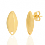 Boucles d'oreilles puces en acier Inox ovale avec anneau Doré