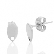 Boucles d'oreilles puces en acier Inox goutte avec anneau Argenté
