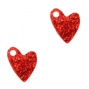 Breloques Plexx coeur paillet&eacute; Rouge rubis