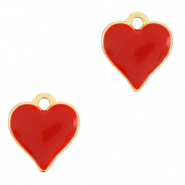 Breloques en m&eacute;tal DQ coeur Dor&eacute;-rouge (sans nickel)
