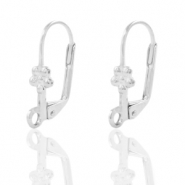 Apprêts en métal DQ boucles d'oreilles dormeuses fleur Argenté antique (sans nickel)