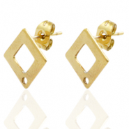Boucles d'oreilles en acier inox losange Doré