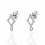 Boucles d'oreilles en acier inox losange Argenté