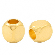 Perles en m&eacute;tal DQ cube 3mm Dor&eacute; (sans nickel)