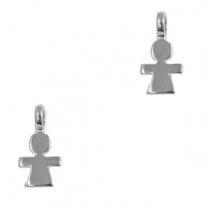 Breloques en m&eacute;tal DQ fille Argent&eacute; antique (sans nickel)
