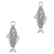 Breloques en m&eacute;tal DQ poisson Argent&eacute; antique (sans nickel)