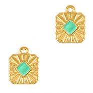 Breloques en m&eacute;tal DQ carr&eacute; Dor&eacute;-bleu veraman (sans nickel)