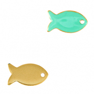 Breloques en m&eacute;tal DQ poisson Dor&eacute;-bleu veraman (sans nickel)