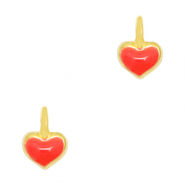 Breloques en m&eacute;tal DQ coeur Dor&eacute;-rouge (sans nickel)