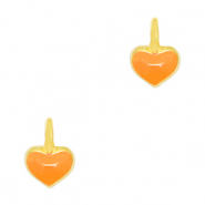 Breloques en m&eacute;tal DQ coeur Dor&eacute;-orange n&eacute;on (sans nickel)