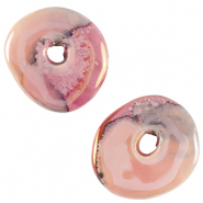 Perles en c&eacute;ramique DQ grecque donut Rose-noir