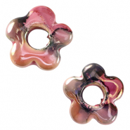Perles en c&eacute;ramique DQ grecque fleur Rose-noir