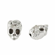 Perles en m&eacute;tal DQ t&ecirc;te de mort Argent&eacute; antique (sans nickel)