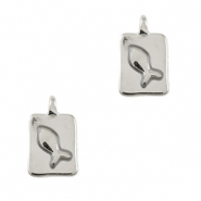 Breloques en m&eacute;tal DQ poisson Argent&eacute; antique (sans nickel)