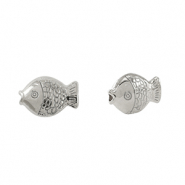 Perles en m&eacute;tal DQ poisson Argent&eacute; antique (sans nickel)