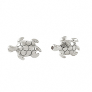 Perles en m&eacute;tal DQ tortue Argent&eacute; antique (sans nickel)