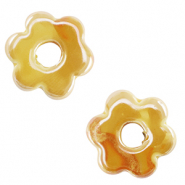 Perles en c&eacute;ramique DQ grecque fleur Jaune chaud