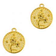 Breloques en m&eacute;tal DQ fleur Dor&eacute; (sans nickel)