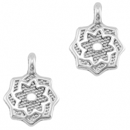 Breloques en m&eacute;tal DQ fleur Argent&eacute; antique (sans nickel)
