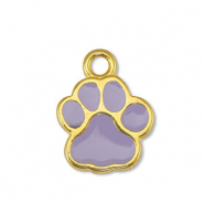 Breloques en m&eacute;tal DQ patte de chien Lilas-Dor&eacute; (sans nickel)
