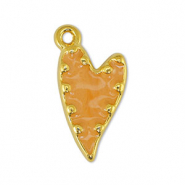 Breloques en m&eacute;tal DQ coeur Perle Orange clair-Dor&eacute; (sans nickel)
