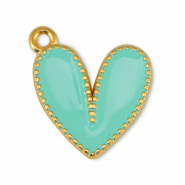Breloques en m&eacute;tal DQ coeur Veraman Bleu-Dor&eacute; (sans nickel)