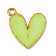 Breloques en m&eacute;tal DQ coeur Jaune citron-Dor&eacute; (sans nickel)