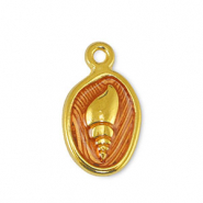 Breloques en m&eacute;tal DQ coquille Transparent Orange-Dor&eacute; (sans nickel)