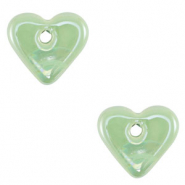 Perles en c&eacute;ramique DQ grecque coeur Vert clair
