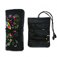 Trousse à bijoux de voyage avec fleurs Noir