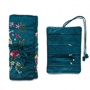 Trousse à bijoux de voyage avec fleurs Bleu sarcelle