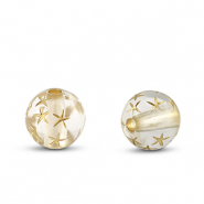 Perles acryliques rond avec étoiles Transparent-doré