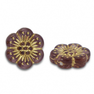 Perles acryliques fleur Mauve-taupe-doré