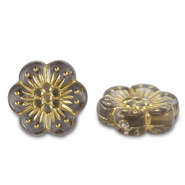 Perles acryliques fleur Gris-doré