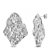 Boucles d'oreilles / puces d’oreilles en acier Inox irrégulier Argenté