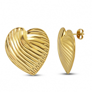 Boucles d'oreilles / puces d’oreilles en acier Inox coeur Doré