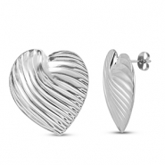 Boucles d'oreilles / puces d’oreilles en acier Inox coeur Argenté
