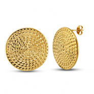Boucles d'oreilles / puces d’oreilles en acier Inox rond Doré
