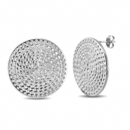 Boucles d'oreilles / puces d’oreilles en acier Inox rond Argenté